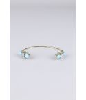 LMS Gold Bangle With Mint Blue, Green And Clear Stones