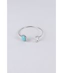 Lovemystyle Silver Bangle With Turquoise Stone And Moon Design
