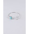 Lovemystyle Silver Bangle con pietra turchese e Luna Design