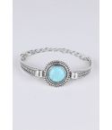 Lovemystyle Silver Metal Bracelet With Turquoise Stone