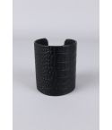 LMS spessa finto coccodrillo Bangle In nero in pelle