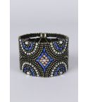 LMS Thick Aztec Beaded Bracelet With Royal Blue Highlights
