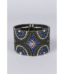 LMS dikke Azteekse kralen armband met Royal Blue hoogtepunten