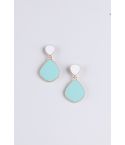 LMS boucles d’oreilles or avec des pierres de goutte larme bleu blanc et menthe