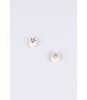 LMS Peach And Silver Stud Earrings With Diamante Crown And Heart