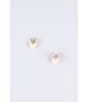 LMS Peach et Silver Stud boucles d’oreilles avec Dimante Couronne et coeur