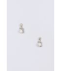 LMS Cream Guitar Stud Earrings With Diamante Outline