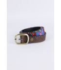 Lovemystyle Brown Belt with Aztec Embroidered Detail