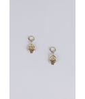 Lovemystyle Small Hoop Earring With Double Drop Charm In Gold