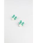 Lovemystyle Mint Green And Pearl Bow Earrings