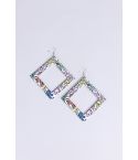 Lovemystyle surdimensionné boucles d’oreilles carré multicolore