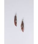 Lovemystyle Brown Feather Earrings With Beads