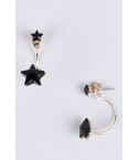 Lovemystyle Gold Earrings With Black Drop Down Star