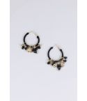Lovemystyle Black Hoop Earrings with Bead Work