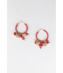 Lovemystyle aretes con trabajo del grano de oro y rojo