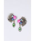 Lovemystyle Gold Oversized Earring With Multi Coloured Jewels