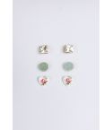 Lovemystyle Set of Diamante And Rose Design Stud Earrings