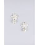 Lovemystyle Cream Floral Earrings With Pearl Drop Detail