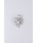 LMS Silver Diamante Heart And Flower Broach With Pearl Detail