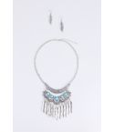 LMS argent avec Turquoise Pierre collier et boucles d’oreilles