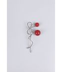 Lovemystyle Silver Bow Detail Hair Clip With Red Beads