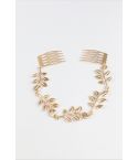 Lovemystyle Intricate Gold Hair Accessory With Gold Leaf Design