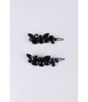 Lovemystyle Two Pack of Hair Slides With Black Stone Detail