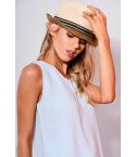 Lovemystyle Two Tone Fedora Hat With Colourful Band