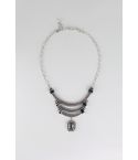 Collier argent déclaration LMS avec pierres noirs et argent