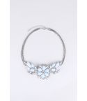 Lovemystyle Silber Kette mit blauen Stein und Diamante Blume