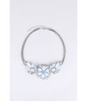 Lovemystyle Silver Necklace With Blue Stone and Diamante Flower