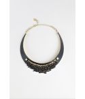 Lovemystyle noir Collier Tour de cou avec perles et chaînes suspendus
