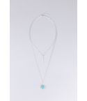 Lovemystyle zilver dubbellaagse ketting met Turquoise steen