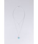 Lovemystyle Silver Double Layer Necklace With Turquoise Stone