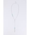 Lovemystyle Silver Drop Down Leaf Necklace With Blue Beads