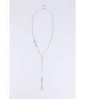 Discesa Lovemystyle argento foglia collana con perline blu