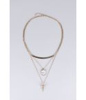 Lovemystyle Triple Chained Drop Down Necklace In Gold