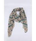 Lovemystyle Beige Scarf With Multi Colour Aztec Print