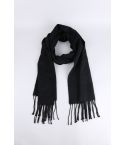 Lovemystyle Black Wool Scarf With Fringe Detail