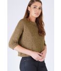 Freitag Projekt, das Khaki grün Pullover mit 3/4 Ärmeln gestrickte