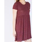 Friday's Project Maroon T-Shirt Smock Dress With All Over Ditsy Print