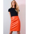 Lovemystyle Neon Orange Pencil Skirt With Back Zip