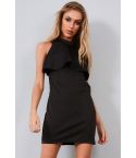 LMS negro capas vestido sin espalda con aberturas laterales