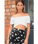 Lovemystyle Basic Off Shoulder Short Sleeve Crop Top In White