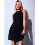 Lovemystyle Black Round Neck Short Skater Dress