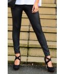 Lovemystyle Black Leather Look Black High Waisted Jeans