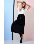 Lovemystyle Pleated Midi Length Skirt In Black