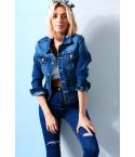 Lovemystyle Fitted Denim Jacket In Indigo Blue