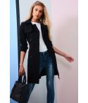 Trench-Coat noir Lovemystyle avec Double poitrine boutons