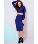 Lovemystyle Navy Co-ord Featuring Crop Top And Skirt